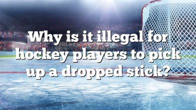 Why is it illegal for hockey players to pick up a dropped stick?