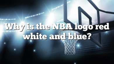 Why is the NBA logo red white and blue?