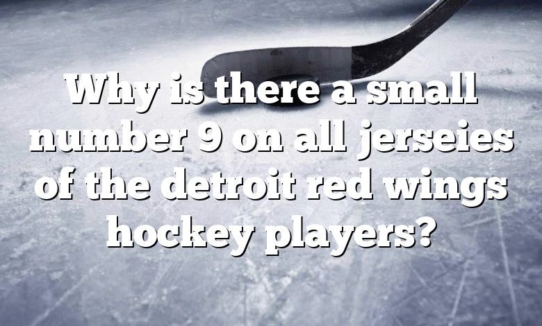 Why is there a small number 9 on all jerseies of the detroit red wings hockey players?